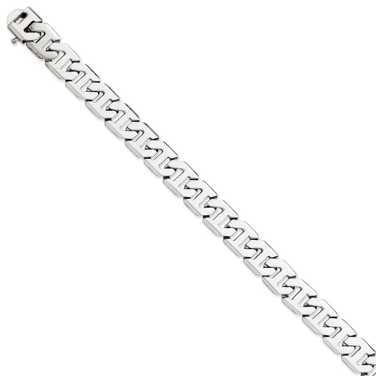 11mm Hand-Polished Fancy Link Chain 24 Inch 14k White Gold WLK190-24