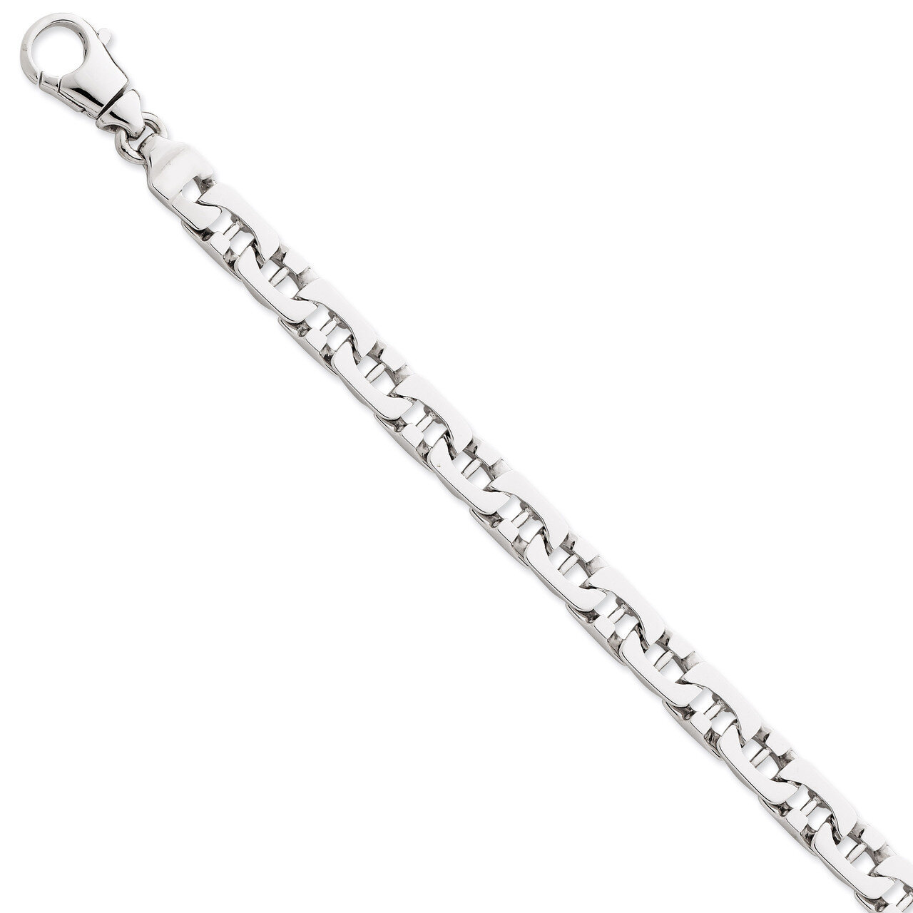 8.4mm Satin &amp; Polished Fancy Link Chain 22 Inch 14k White Gold WLK409-22, MPN: WLK409-22, 191101715…