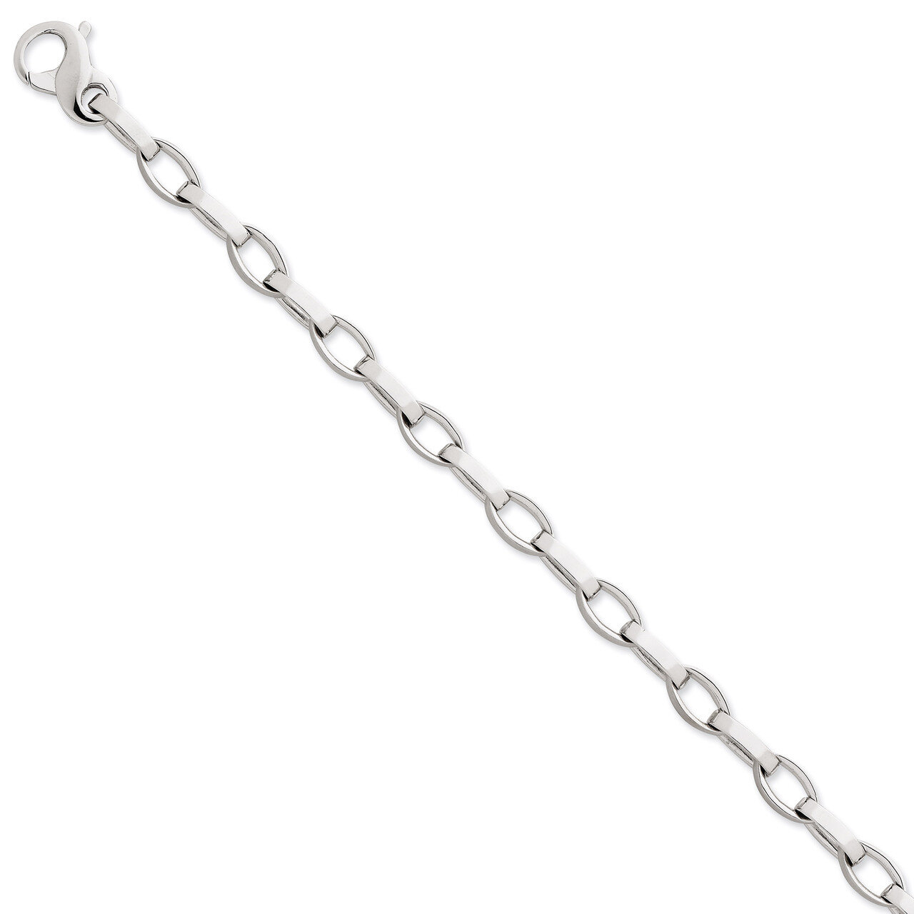 6.6mm Polished and Satin Fancy Link Chain 9 Inch 14k White Gold WLK564-9