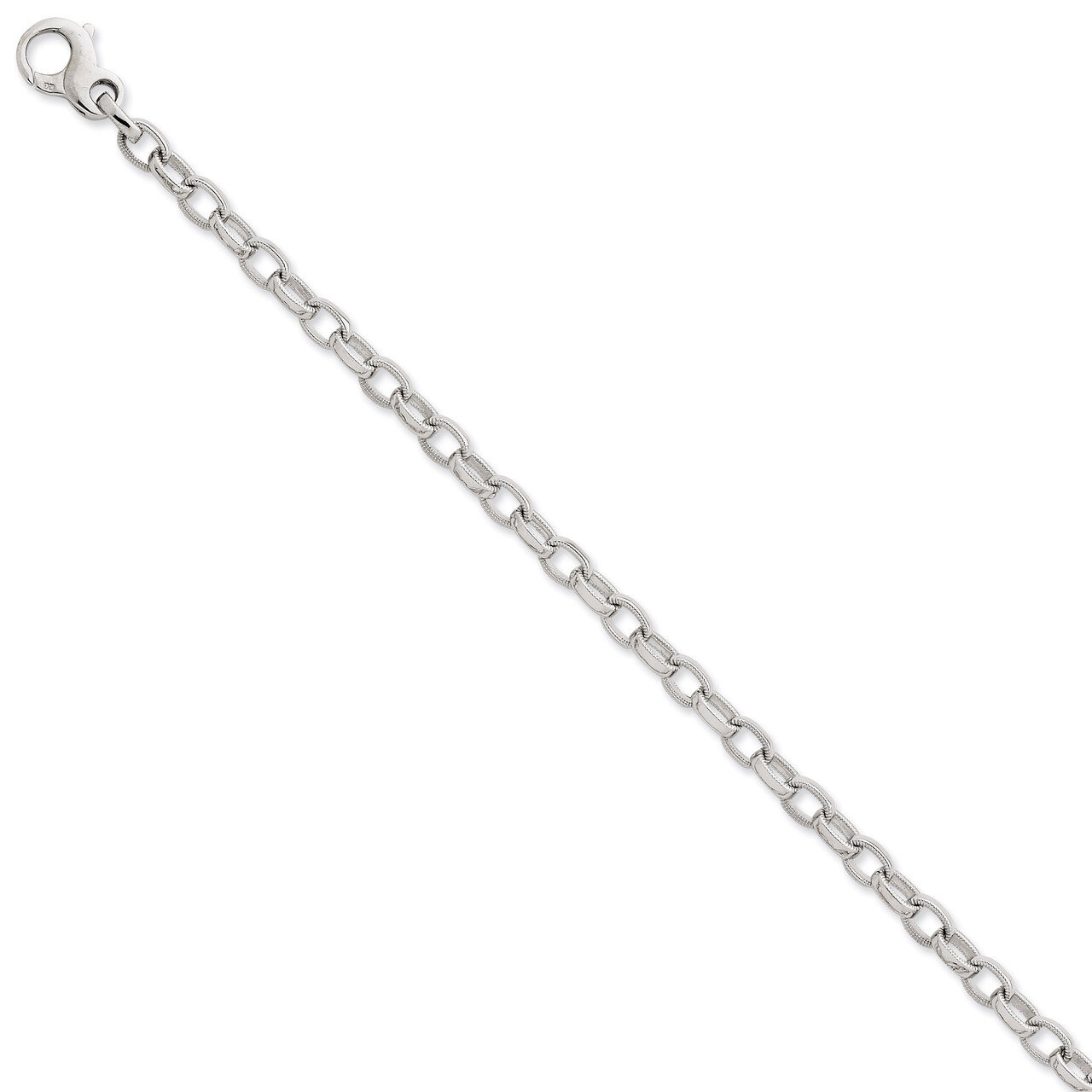 Polished &amp; Ridged Fancy Link Necklace 20 Inch 14k White Gold WLK583-20, MPN: WLK583-20, 191101372322