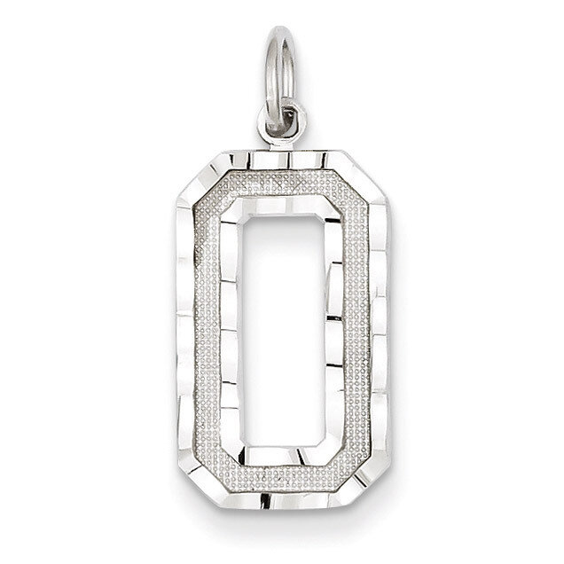 Casted Large Diamond Cut Number 0 Charm 14k White Gold WLN00