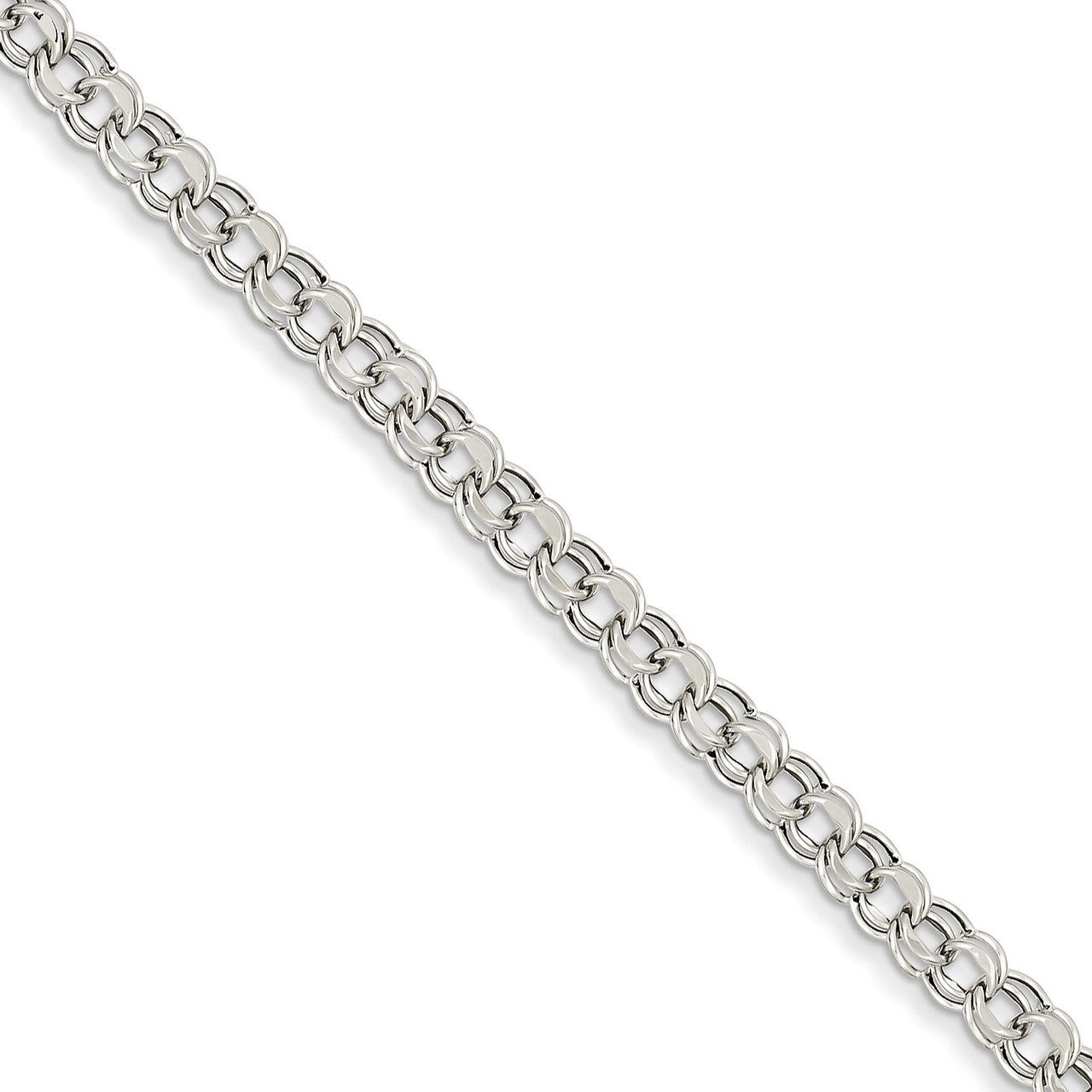 Lite 5mm Double Link Charm Bracelet 8.25 Inch 14k White Gold WSD1-8.25