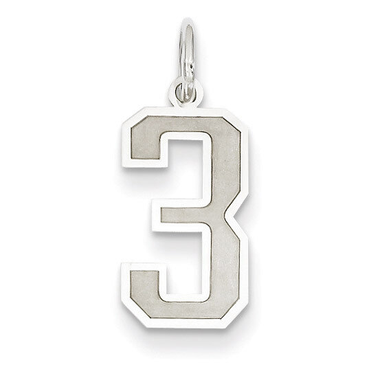 Medium Satin Number 3 Charm 14k White Gold WSM03, MPN: WSM03, 886774121208