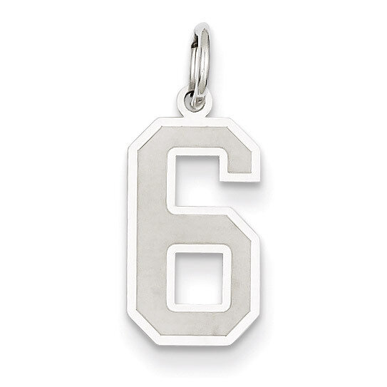 Medium Satin Number 6 Charm 14k White Gold WSM06, MPN: WSM06, 886774121239