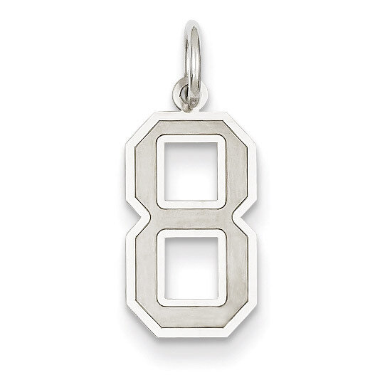 Medium Satin Number 8 Charm 14k White Gold WSM08, MPN: WSM08, 886774121253
