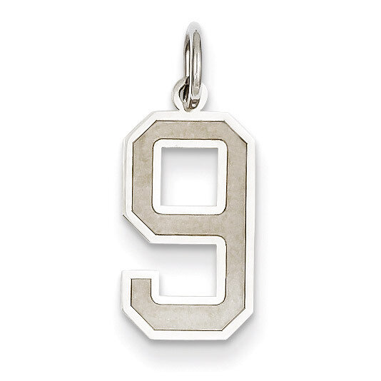 Medium Satin Number 9 Charm 14k White Gold WSM09, MPN: WSM09, 886774121260