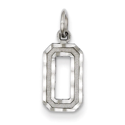Casted Small Diamond Cut Number 0 Charm 14k White Gold WSN00