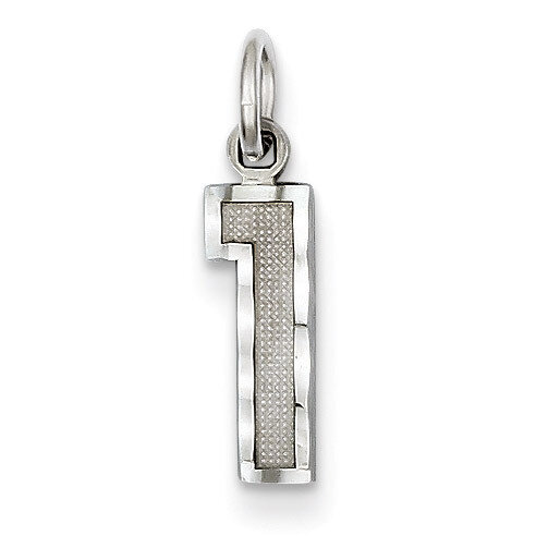 Casted Small Diamond Cut Number 1 Charm 14k White Gold WSN01