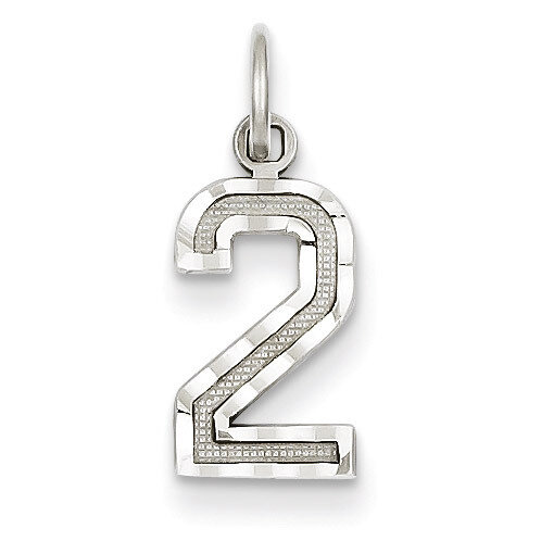 Casted Small Diamond Cut Number 2 Charm 14k White Gold WSN02