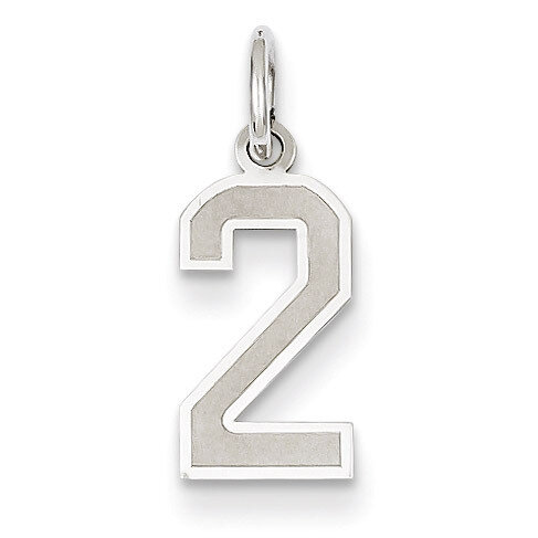 Small Satin Number 2 Charm 14k White Gold WSS02, MPN: WSS02, 886774121468