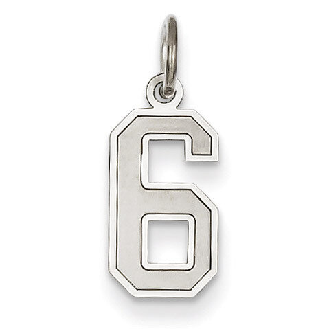 Small Satin Number 6 Charm 14k White Gold WSS06, MPN: WSS06, 886774121505