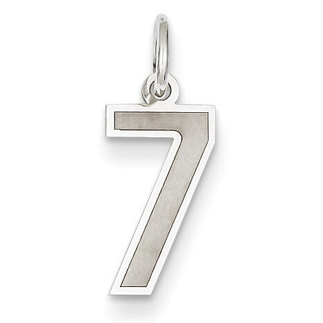 Small Satin Number 7 Charm 14k White Gold WSS07, MPN: WSS07, 886774121512