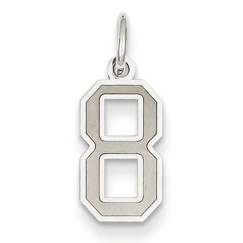 Small Satin Number 8 Charm 14k White Gold WSS08, MPN: WSS08, 886774121529