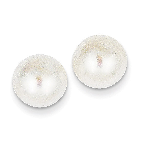 10-11mm White Button Cultured Pearl Stud Earrings 14k Gold X100BW, MPN: X100BW, 815479016144