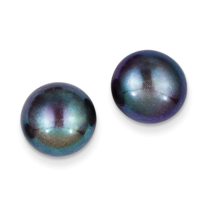 11-12mm Black Button FWCultured Pearl Stud Earrings 14k Gold X110BB, MPN: X110BB, 815479016151