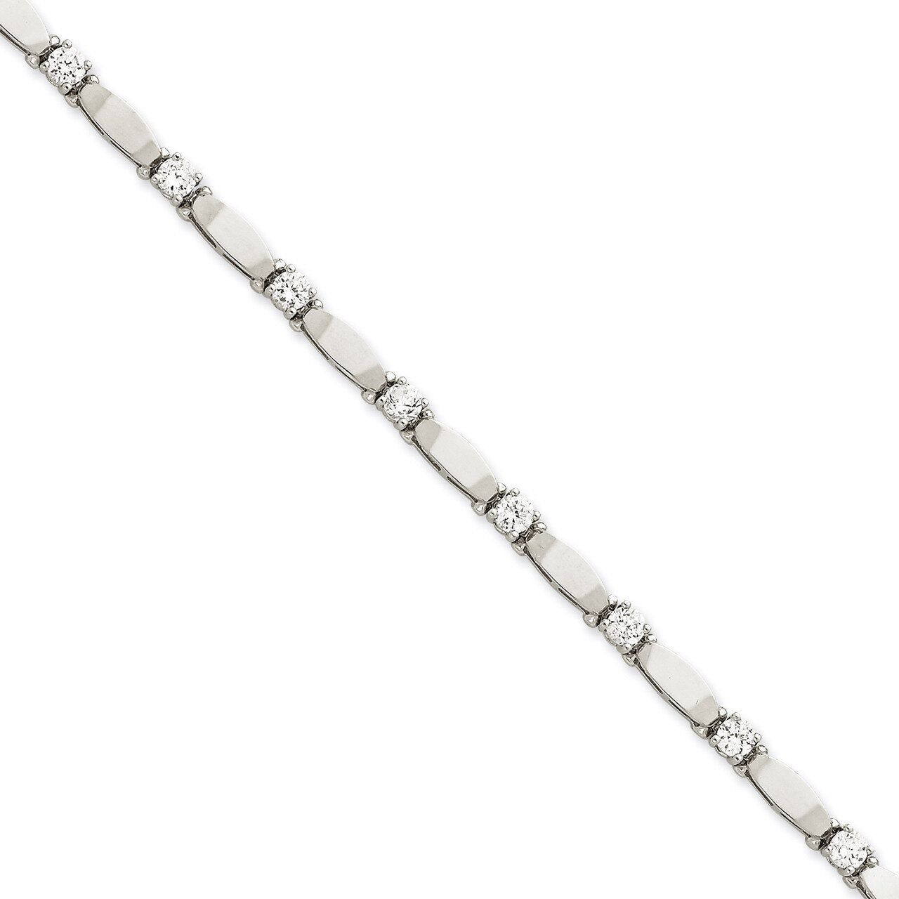 7in Holds 11 4mm Stones 2.75ct Bar Link Tennis Bracelet Mounting 14k White Gold X2363W