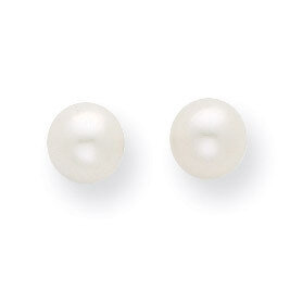 3-4mm White Round Cultured Pearl Stud Earrings 14k Gold X30PW