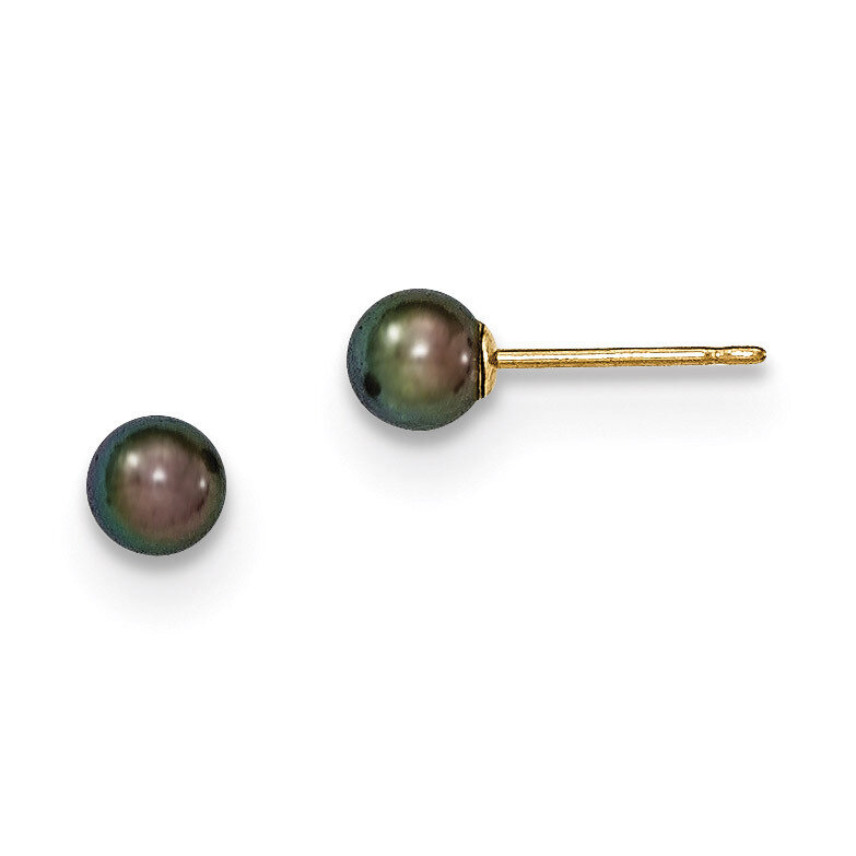 4-5mm Black Round Cultured Pearl Stud Earrings 14k Gold X40PB, MPN: X40PB, 815479016212