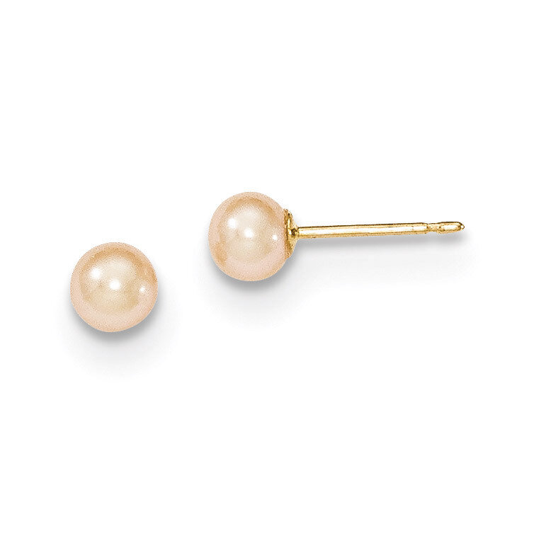 4-5mm Pink Round Cultured Pearl Stud Earrings 14k Gold X40PPI