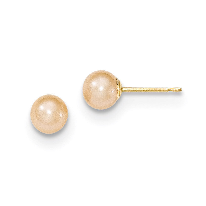 5-6mm Pink Round Cultured Pearl Stud Earrings 14k Gold X50PPI