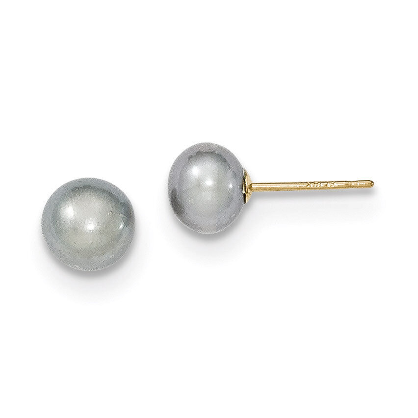 6-7mm Grey Button Cultured Pearl Stud Earrings 14k Gold X60BG, MPN: X60BG, 191101433160