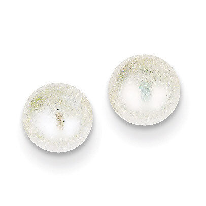 6-7mm White Button Cultured Pearl Stud Earrings 14k Gold X60BW, MPN: X60BW, 815479016359