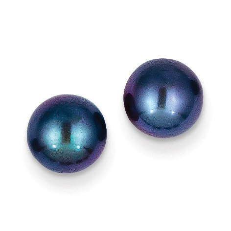7-8mm Black Button Cultured Pearl Stud Earrings 14k Gold X70BB, MPN: X70BB, 815479016403