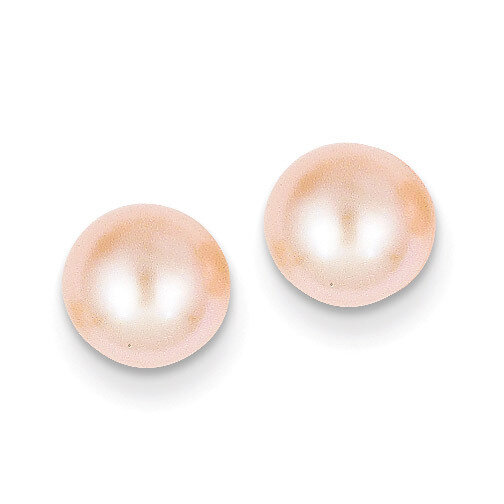 7-8mm Pink Button Cultured Pearl Stud Earrings 14k Gold X70BPI, MPN: X70BPI, 191101433252