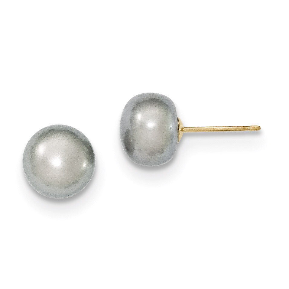 8-9mm Grey Button Cultured Pearl Stud Earrings 14k Gold X80BG, MPN: X80BG, 191101433320