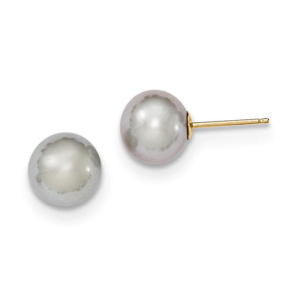 8-9mm Grey Round Cultured Pearl Stud Earrings 14k Gold X80PG, MPN: X80PG, 191101433368