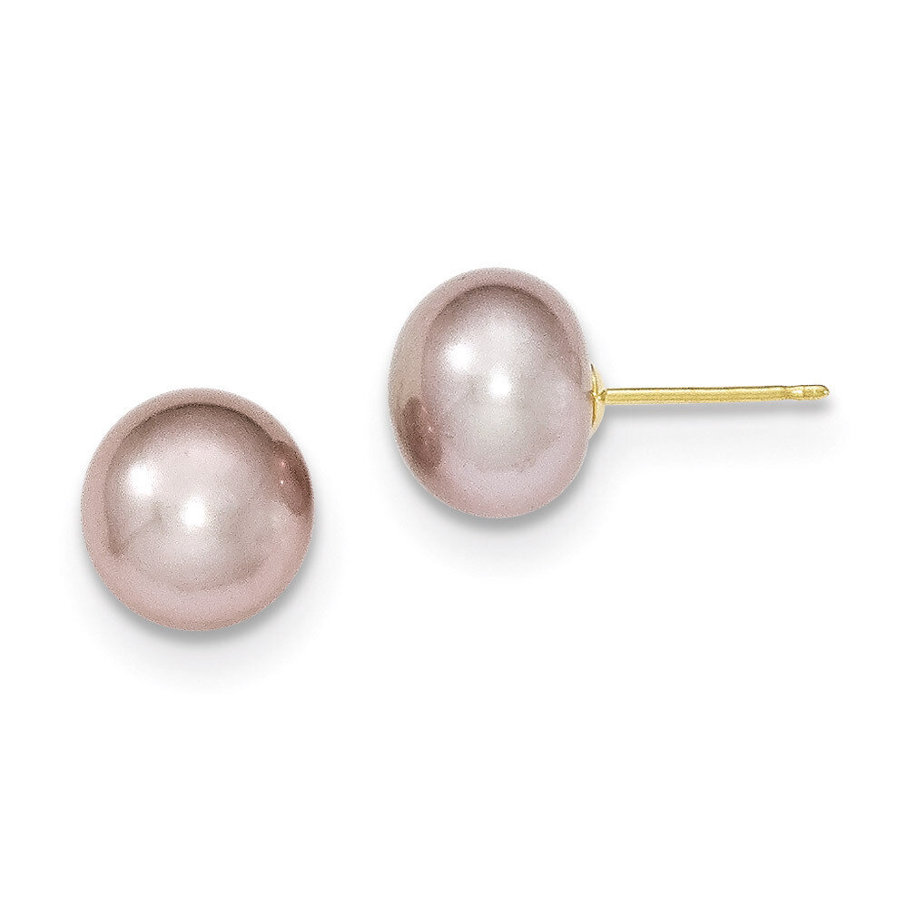 9-10mm Purple Button Cultured Pearl Stud Earrings 14k Gold X90BPU, MPN: X90BPU, 191101433429