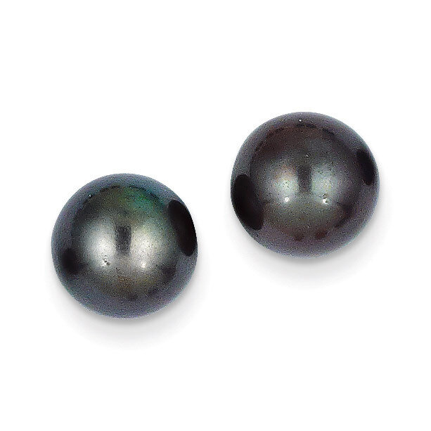 9-10mm Black Round Cultured Pearl Stud Earrings 14k Gold X90PB, MPN: X90PB, 815479016571
