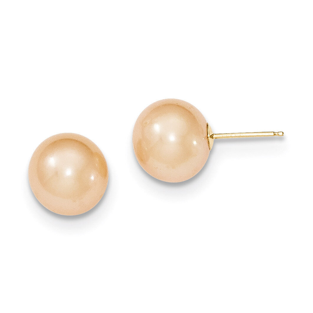 9-10mm Pink Round Cultured Pearl Stud Earrings 14k Gold X90PPI, MPN: X90PPI, 191101433450
