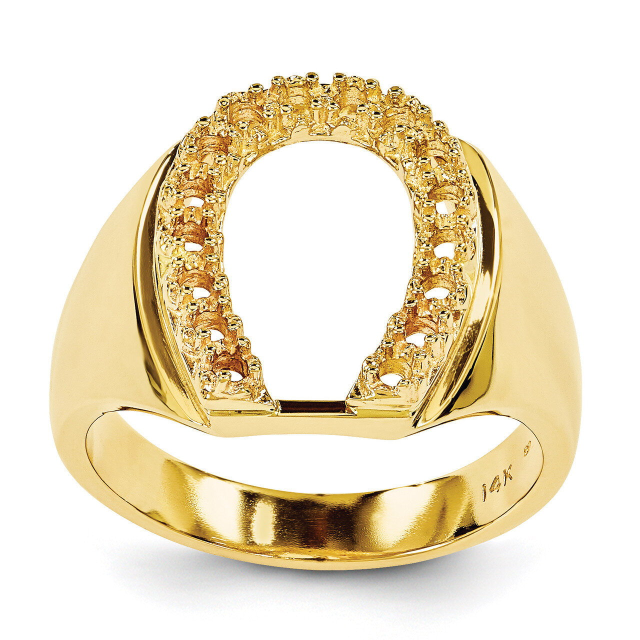 Mens Diamond Horseshoe Ring Mounting 14k Gold X9460