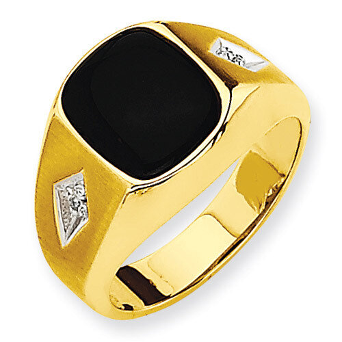 Mens Diamond and Onyx Ring Mounting 14k Gold Polished X9472