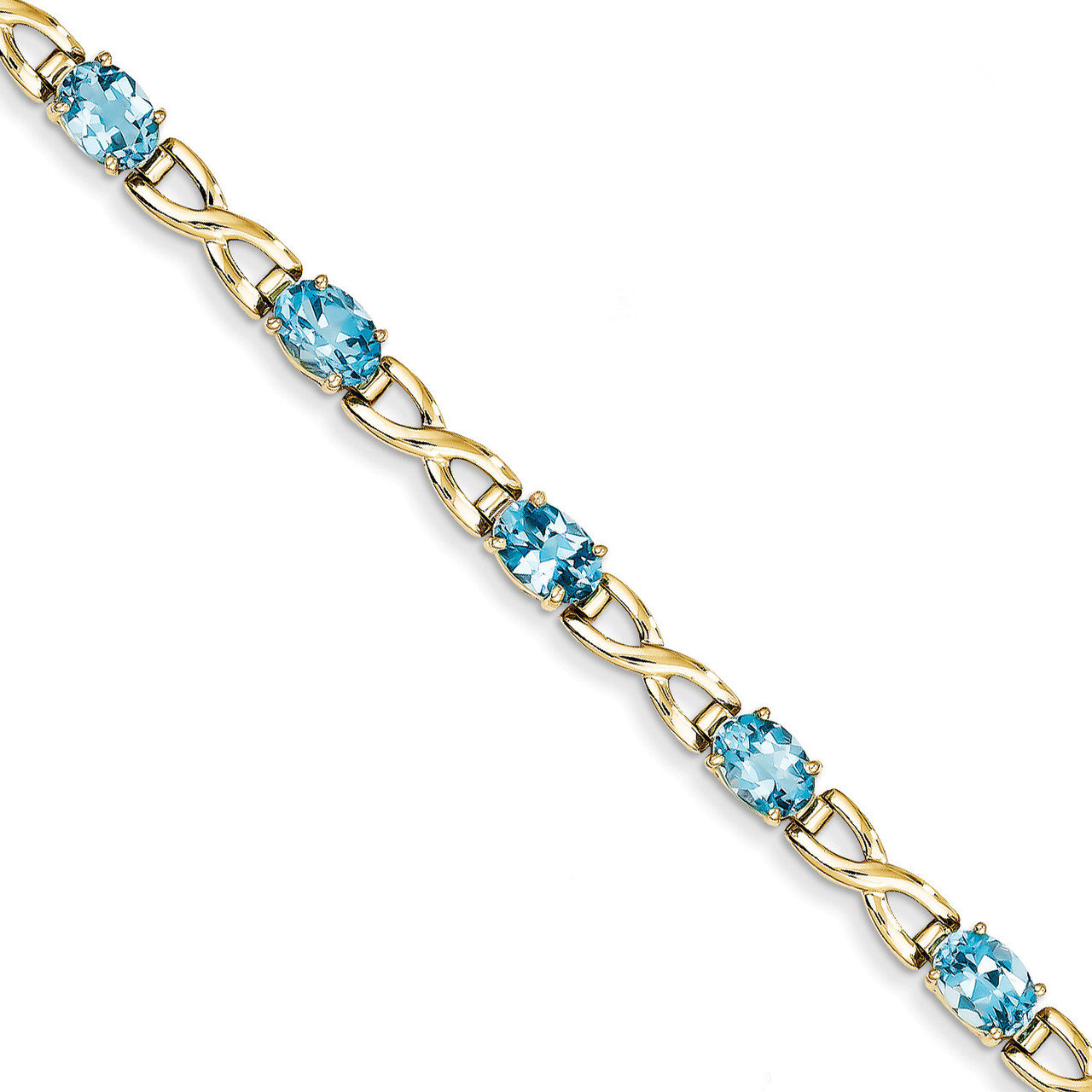 7x5mm Oval Blue Topaz bracelet 14k Gold X951BT