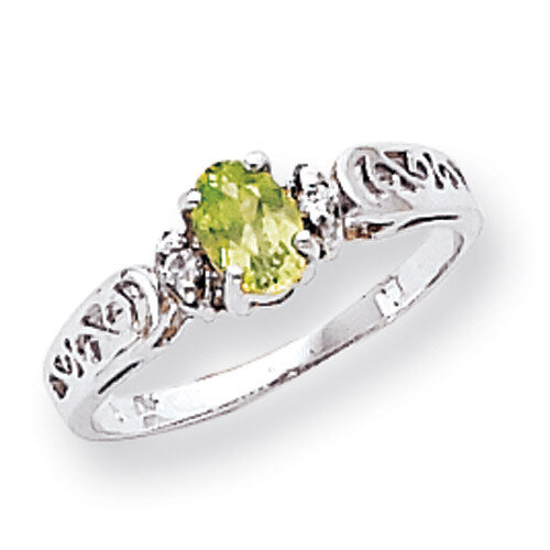 Polished .04ct. Diamond &amp; 6x4 Oval Gemstone Ring Mounting 14k White Gold X9735, MPN: X9735,