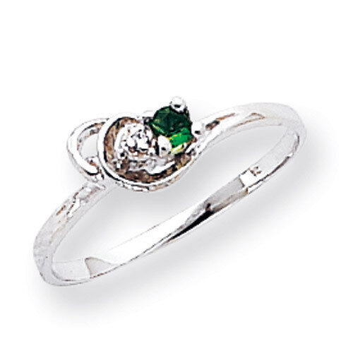 Polished .004ct. Diamond &amp; 3mm Round Gemstone Ring Mounting 14k White Gold X9739, MPN: X9739,