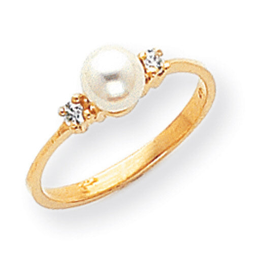 5mm Cultured Pearl Diamond ring 14k Gold X9754PL/AA