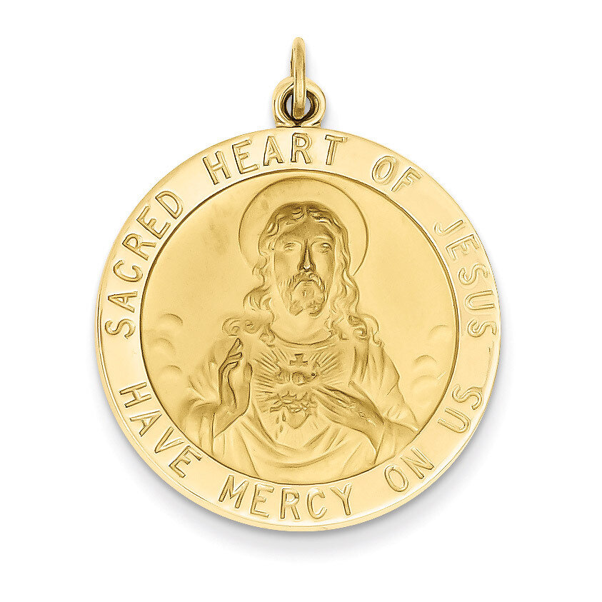 Sacred Heart of Jesus Medal Pendant 14k Gold XAC221