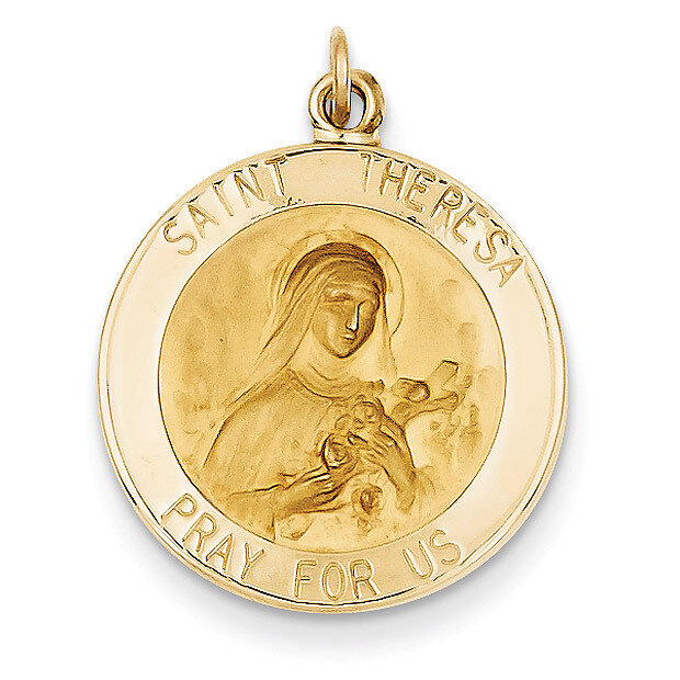 Saint Theresa Medal Charm 14k Gold XAC224