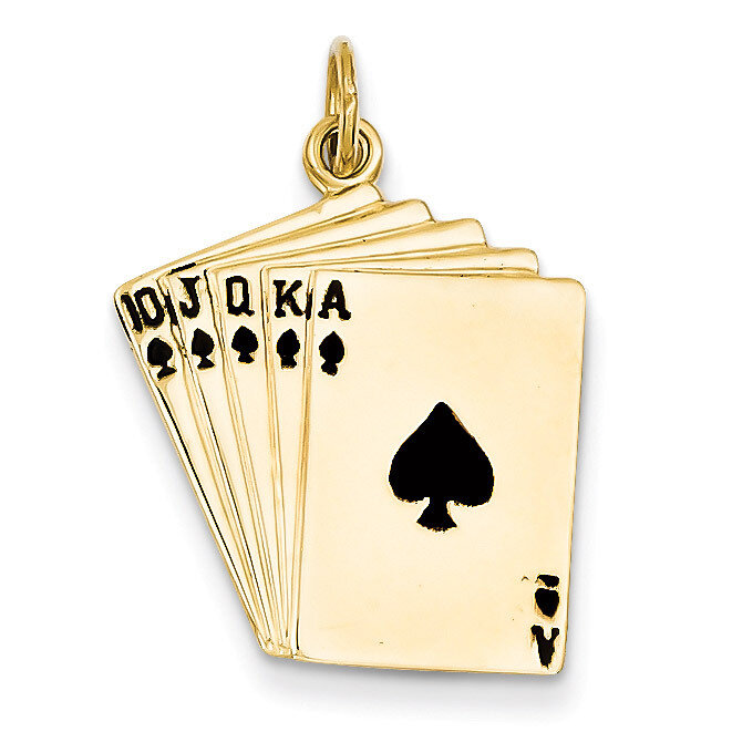 Enameled Royal Flush Playing Cards Charm 14k Gold XAC334