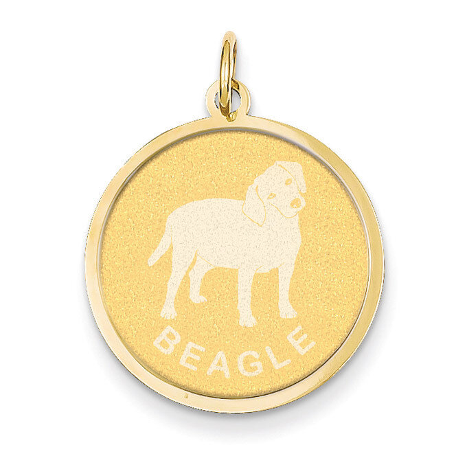 Beagle Disc Charm 14k Gold XAC360
