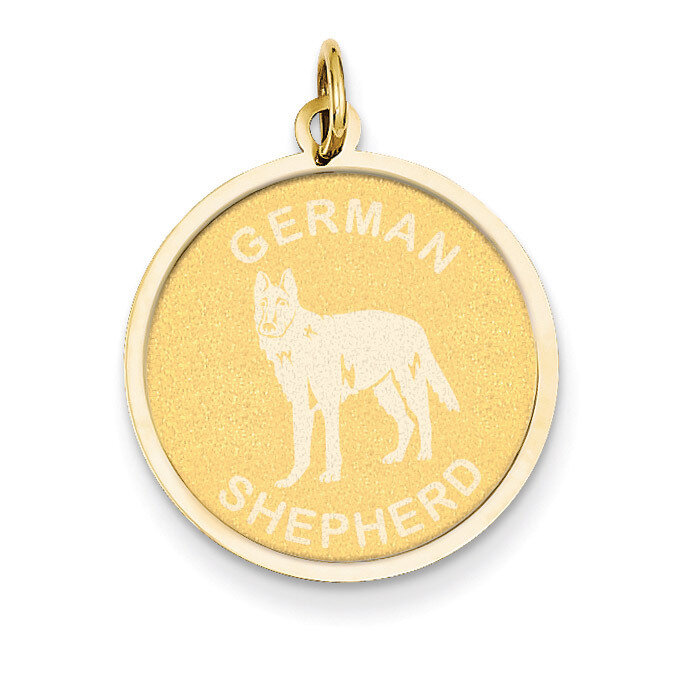 German Shepherd Disc Charm 14k Gold XAC370