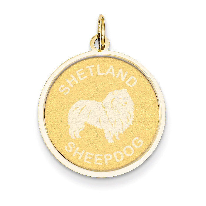 Shetland Sheepdog Disc Charm 14k Gold XAC381