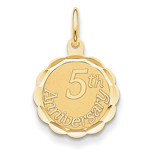 Happy 5th Anniversary Charm 14k Gold XAC577