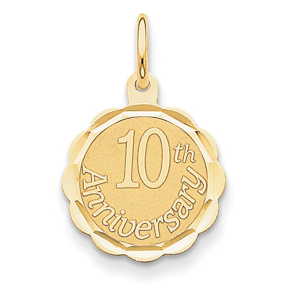 Happy 10th Anniversary Charm 14k Gold XAC578