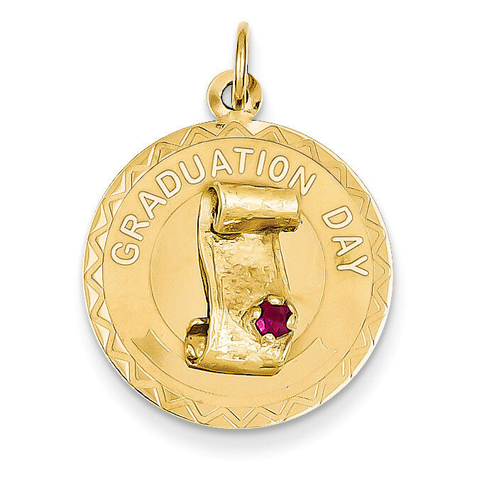 Graduation Day Charm with Red Synthetic Stone Charm 14k Gold XAC694
