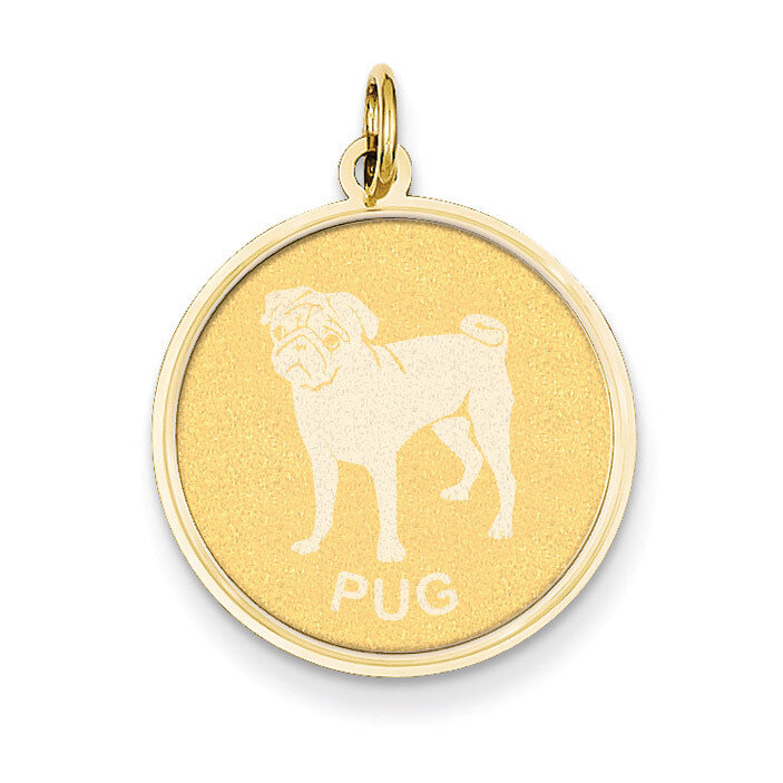 Pug Disc Charm 14k Gold XAC874