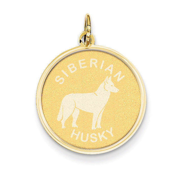Siberian Husky Disc Charm 14k Gold XAC879